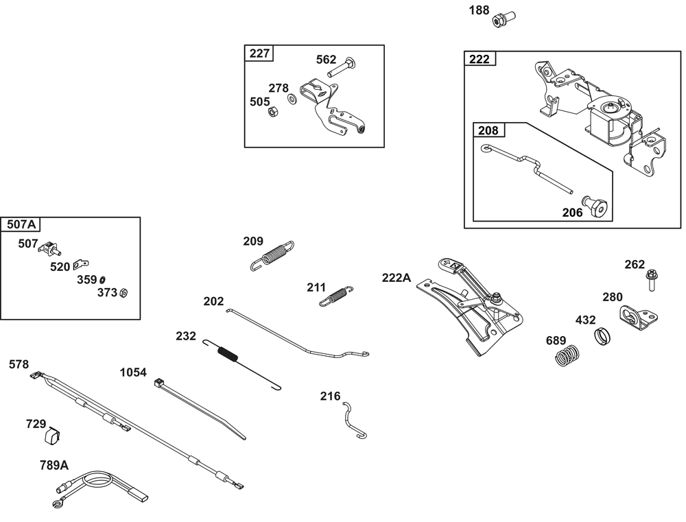 Controls Group Diagram and Parts List for 386447-0189-B5 200000 - 399999 Briggs and Stratton Engine
